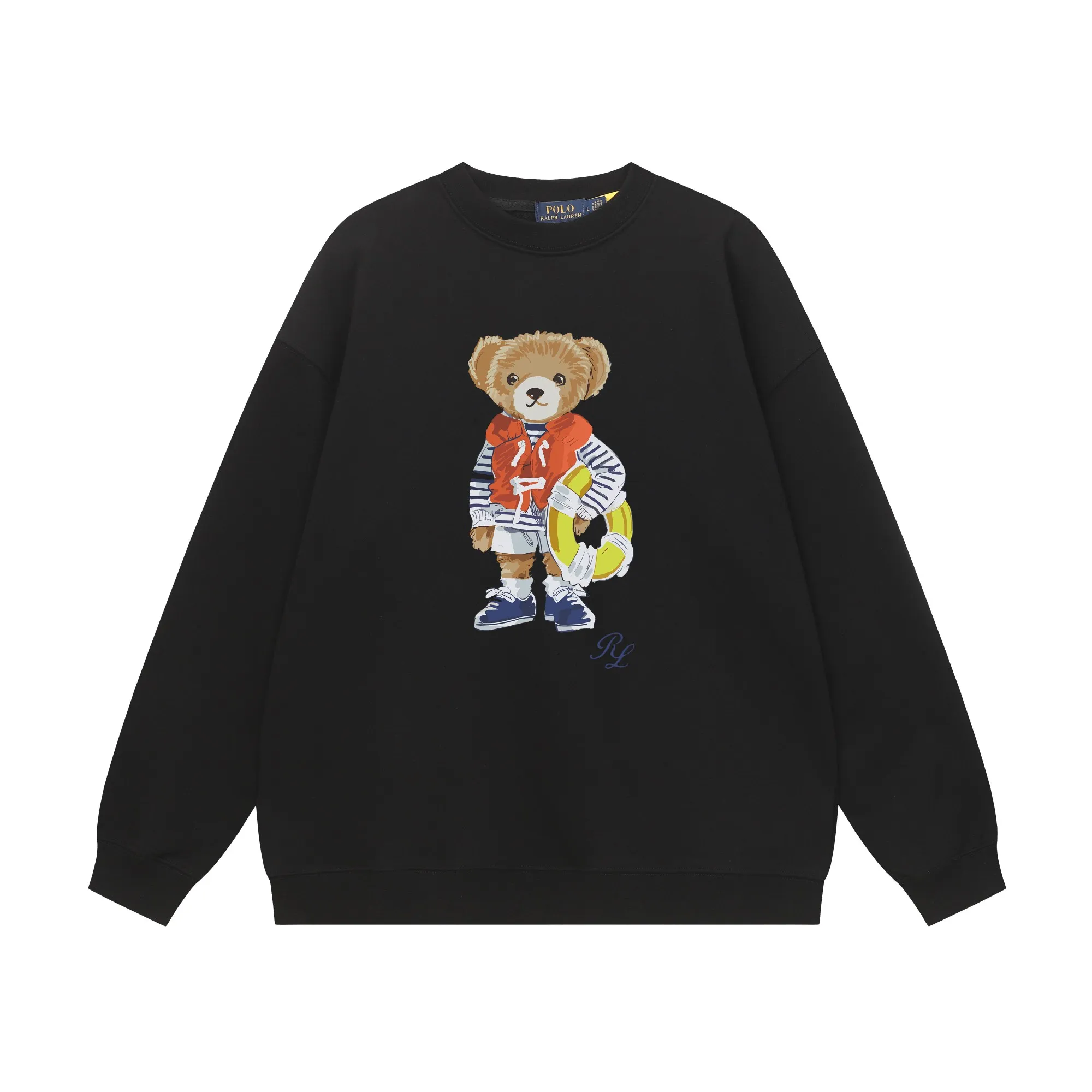 P200 Long-term stock] RalphLauren/Ralph Lauren 2025 autumn and winter new bear letter print 420g heavy large terry sweatshirt Ralph Lauren's age-reducing item, the coat fabric is made of 85% cotton ➕15% polyester, which not only retains the softness, comfort and breathability of cotton, but also adds the wear resistance and wrinkle resistance of polyester fiber, making the clothes more durable and easy to care for. Even in slightly cooler weather, you won't feel stuffy when wearing it. This kind of fabric has a natural crisp feel and is not easy to pill or deform. The bear on the chest is printed with English letters. It is full of color, full of three-dimensionality, and lifelike, adding a bit of liveliness and interest to the whole sweatshirt. There is no pressure to dress, regardless of age or gender. Complete accessories! Color: black, white, navy blue, light floral gray Size: M-L-XL-XXL